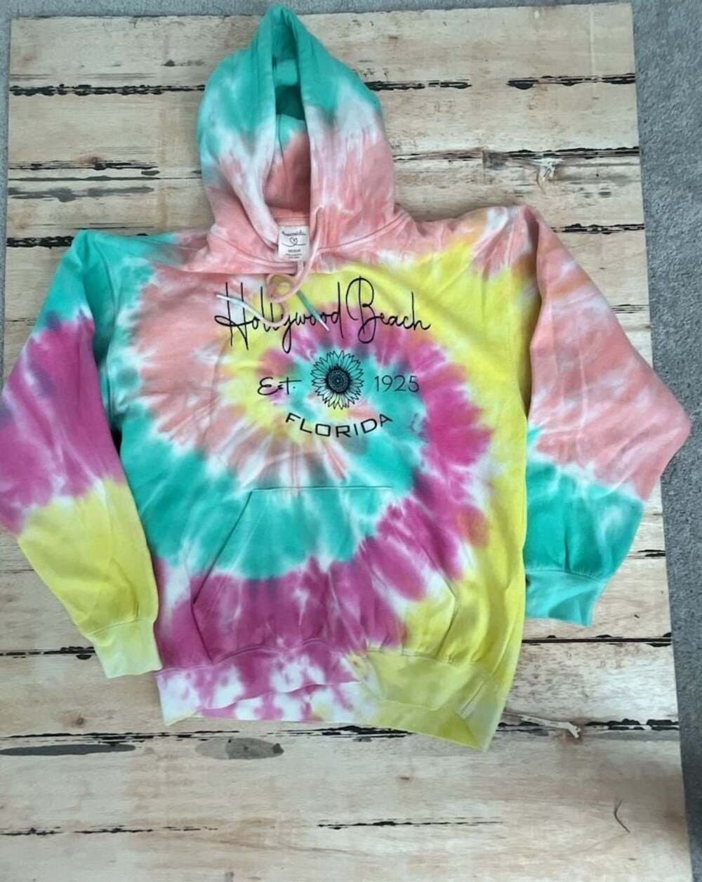 Dreamsicle Hollywood Beach Florida Sunflower Tie Dye Hoodie